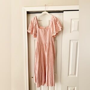 Madewell Lucie Smocked Pink Dress